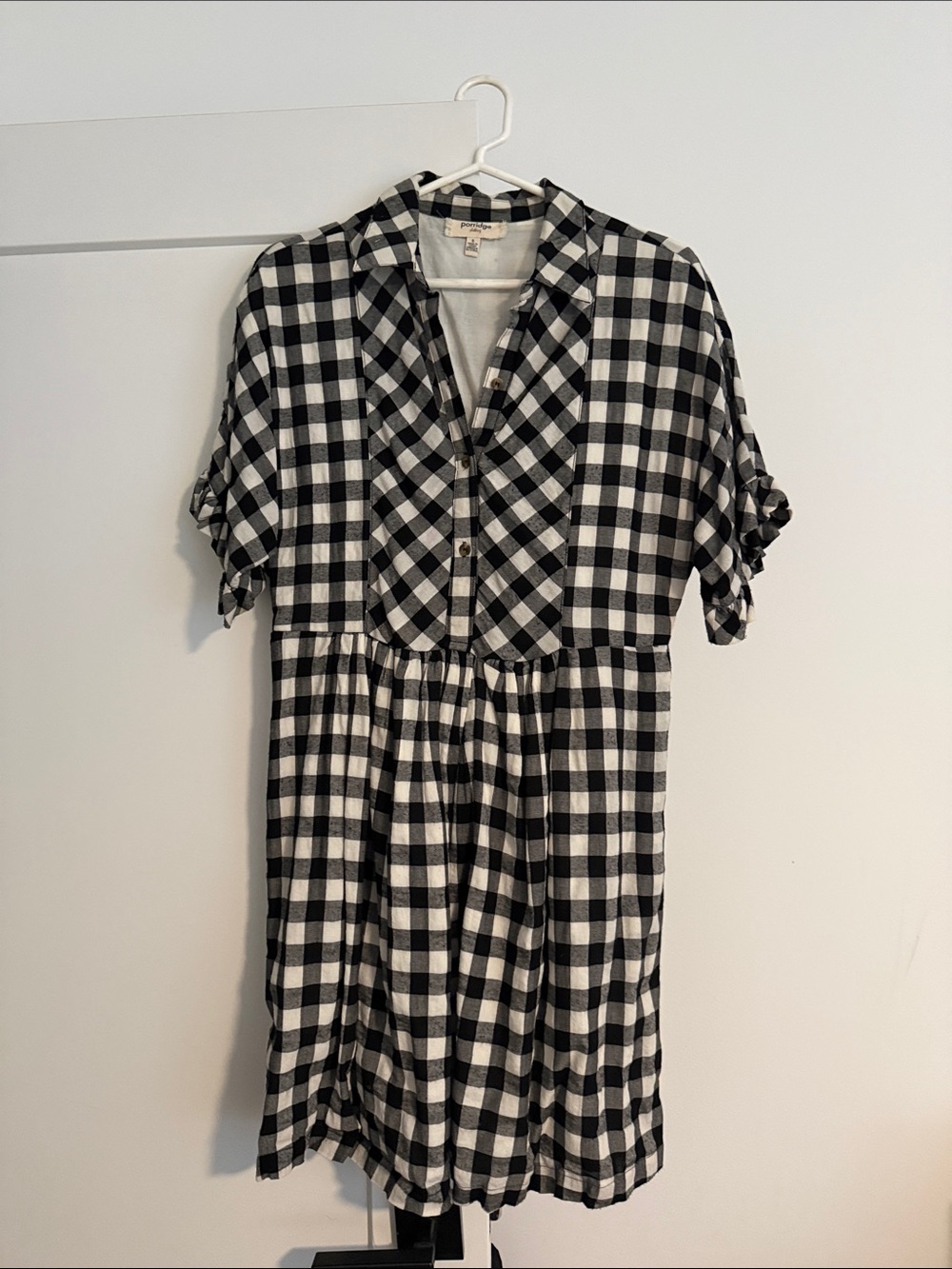 Anthropologie Black & White Gingham Button-Front Women’s Dress